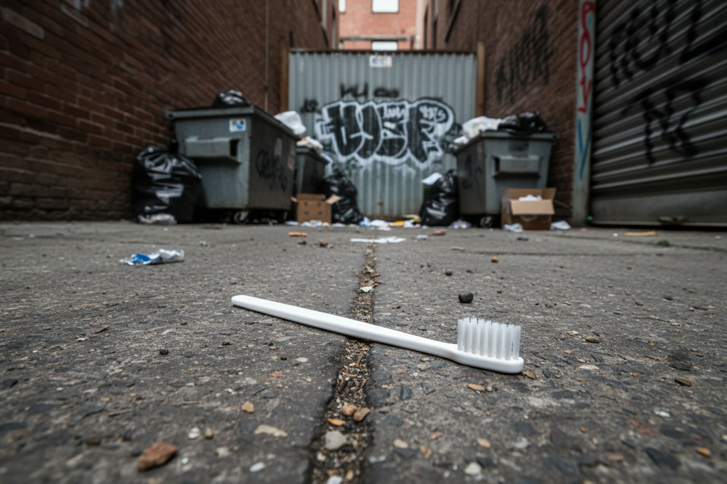 PRODUCT 002: TOOTHBRUSH discarded in alleyway